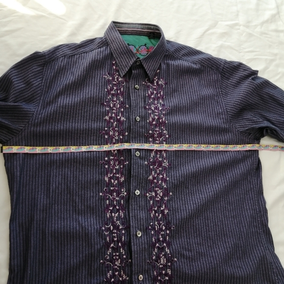 Robert Graham Men's Embroidered Purple Button Up Classic Fit XL - Picture 15 of 17